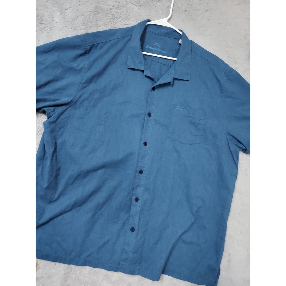 Tommy Bahama Shirt Men 3XLT 3XL TALL Island Zone Silk Blend Blue Hawaiian Resort